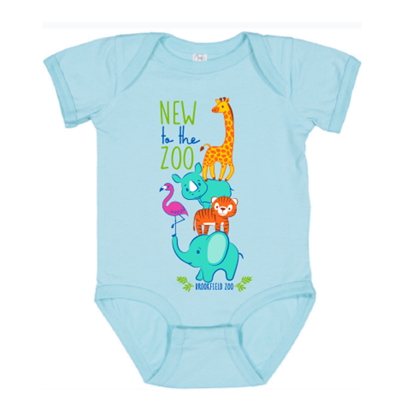 STACKING ZOO NEW TO ZOO ONESIE LIGHT BLUE