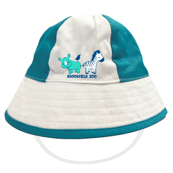 INFANT STACKING ZOO PINWHEEL RHINO/ZEBRA BUCKET HAT BLUE
